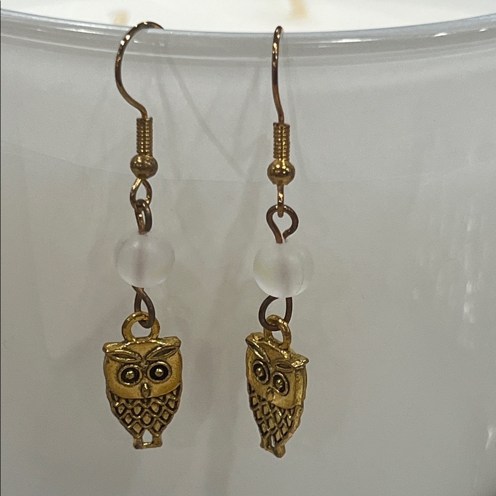 Gold Owl Earrings
